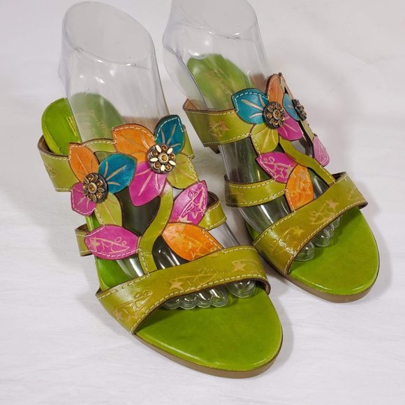 Spring Step Shoes - L Artiste Spring Step Dandy Floral Wedge Sandals 9